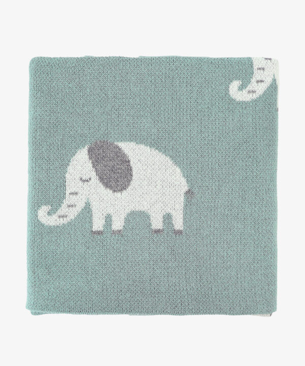 Megztas kūdikio pledukas drambliukai - žalias